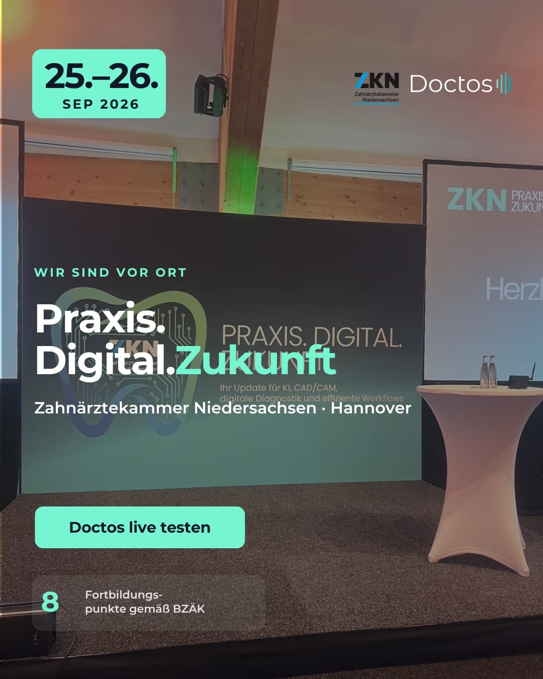 Zwei Tage Praxis.Digital.Zukunft.
Ein Stand, an dem die Doku nicht mehr getippt wird.
Doctos. Im Exp…