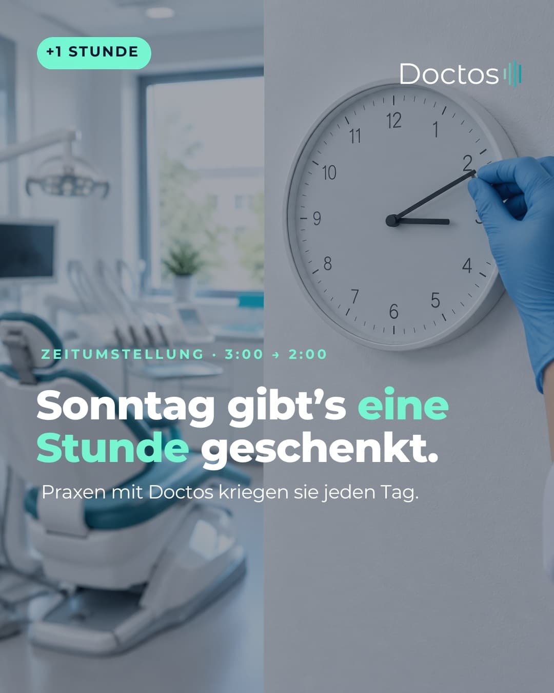 Einmal im Jahr wird die Uhr in der Praxis von Hand zurückgedreht. 🕒
Mit Doctos passiert das jeden…