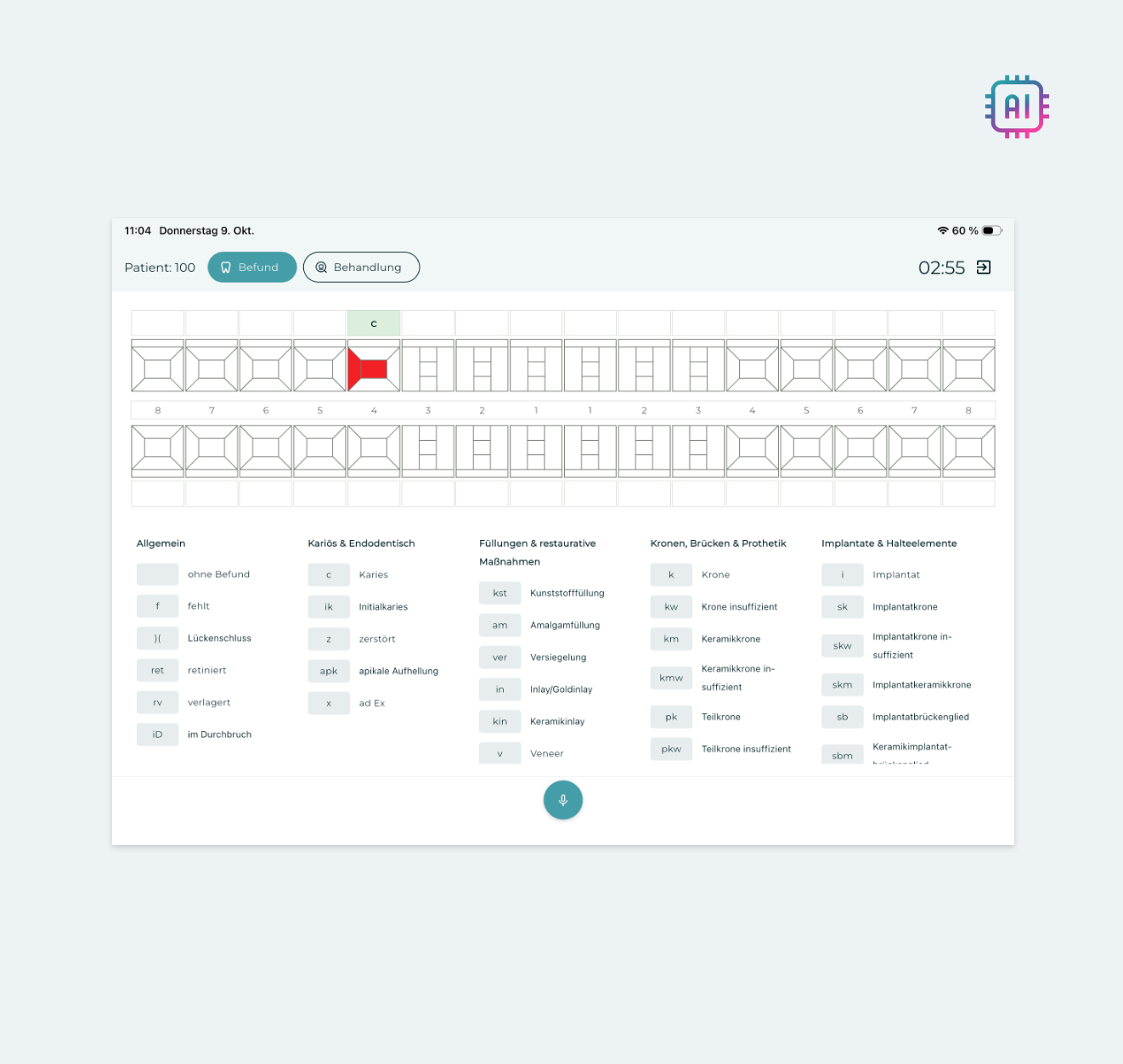 Befundaufnahme per Sprache